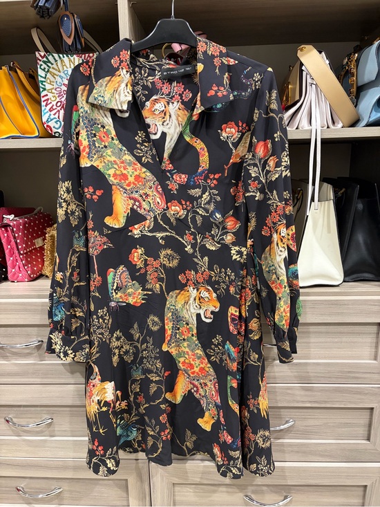 Etro Dresses & Skirts - Etro Black Floral Tiger Print Mini Dress